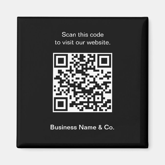 Aimant Votre code QR noir blanc promotionnel (Devant)