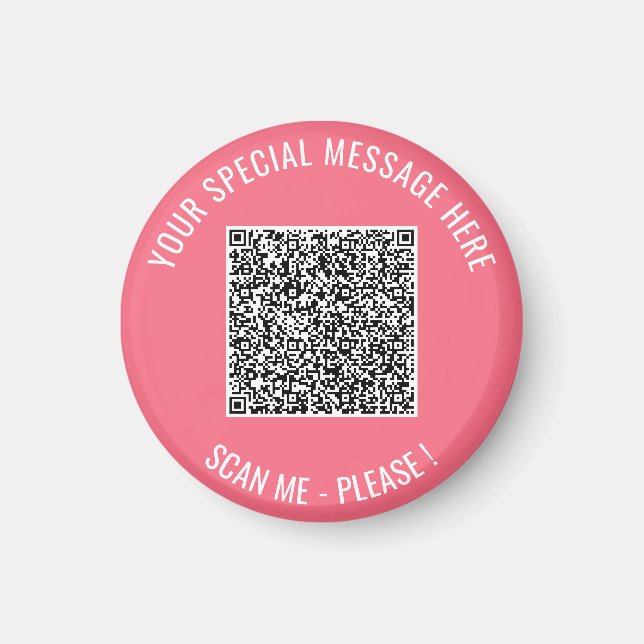 Aimant Votre exemple de code QR et de texte personnalisé  (Devant)