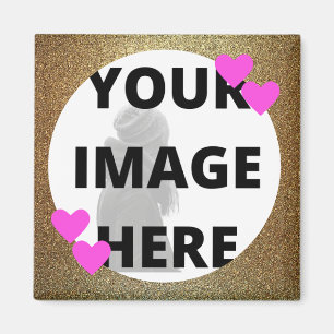 Aimant Votre image Gold Glittery Hearts