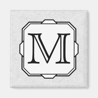 Aimant Votre Lettre. Monogramme personnalisé. Gris, noir