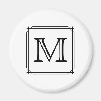 Aimant Votre Lettre. Monogramme personnalisé. Noir et bla