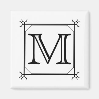 Aimant Votre Lettre. Monogramme personnalisé. Noir et bla