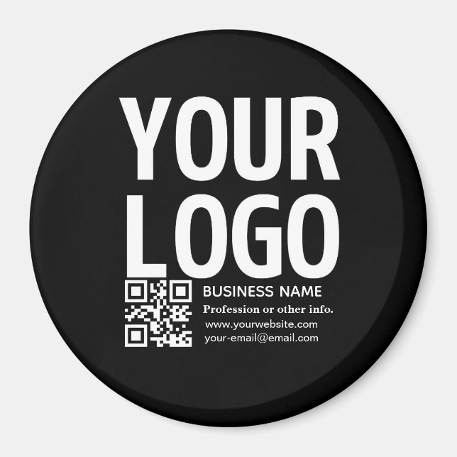 Aimant Votre logo avec code QR et texte modifiables  (Devant)