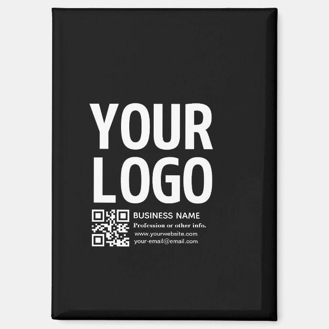 Aimant Votre logo avec code QR et texte modifiables  (Recto)