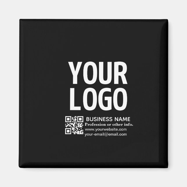 Aimant Votre logo avec code QR et texte modifiables  (Devant)