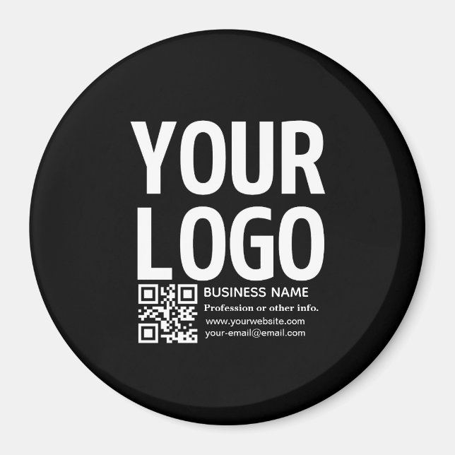 Aimant Votre logo avec code QR et texte modifiables  (Devant)