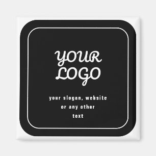 Aimant Votre logo et slogan ou autre texte Noir et blan