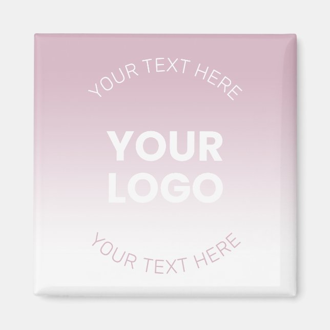 Aimant Votre logo | Moderne Dusty Rose & Blanc Ombre (Devant)