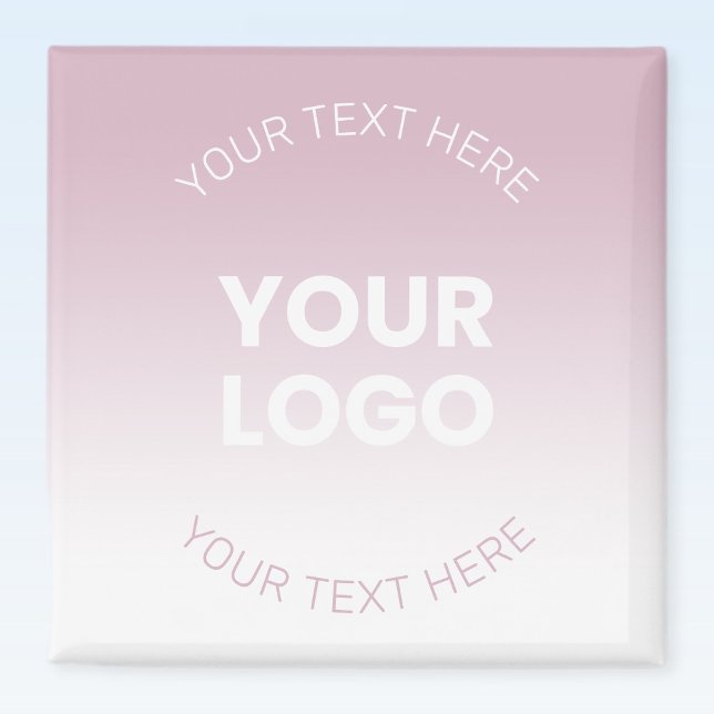 Aimant Votre logo | Moderne Dusty Rose & Blanc Ombre (Créateur téléchargé)