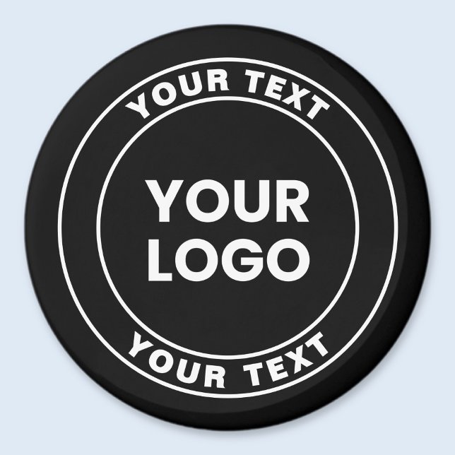 Aimant Votre logo téléchargé + texte circulaire gras  (Créateur téléchargé)