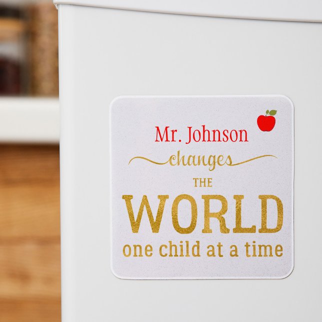 Aimant Votre nom d'enseignant, script de typographie d'or (Créateur téléchargé)