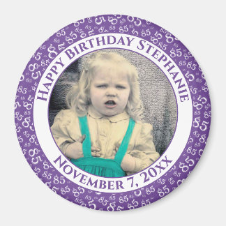 Aimant Votre photo 85e anniversaire Motif | Violet/Blanc