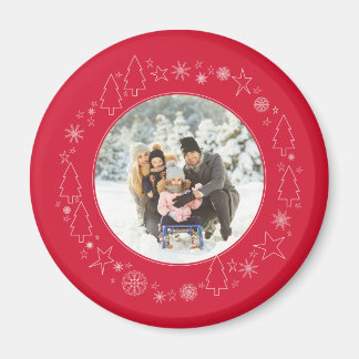Aimant Votre photo avec Original Handrawn Christmas Wreat