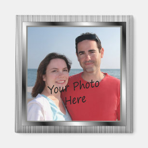 Aimant Votre photo sur l'aimant encadré par argent