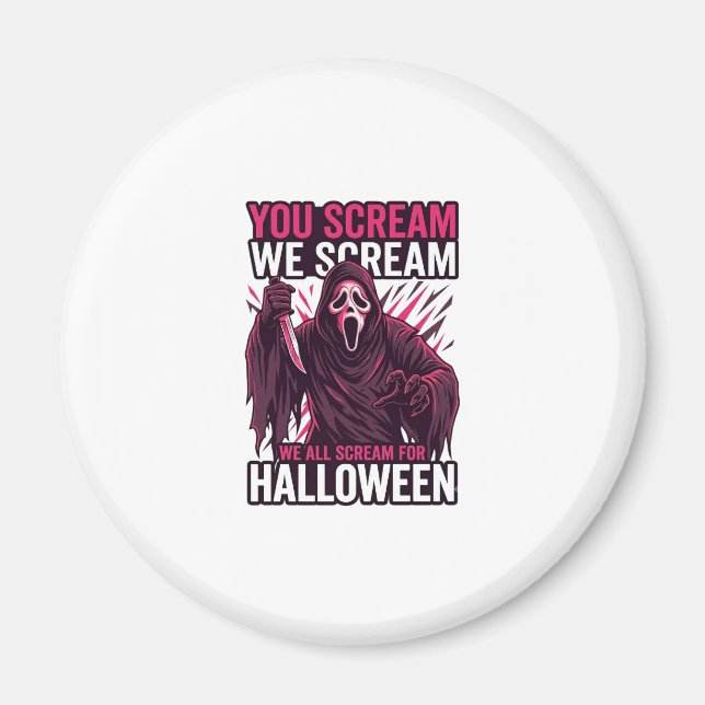 Aimant Vous criez Nous Halloween Ghostface Couteau Sangla (Devant)