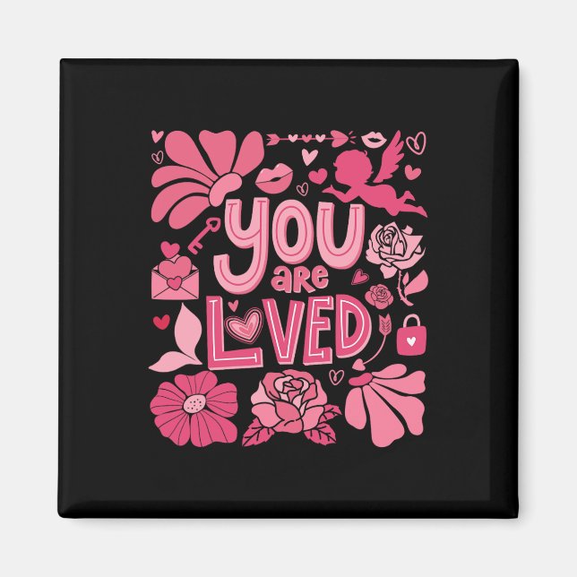 Aimant Vous êtes aimé Boho Saint-Valentin Floral Fête de  (Devant)