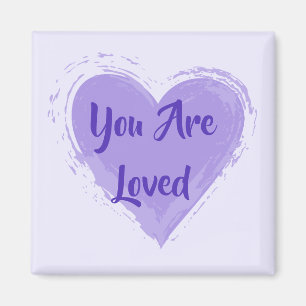 Aimant "Vous êtes aimés" Coeur pourpre