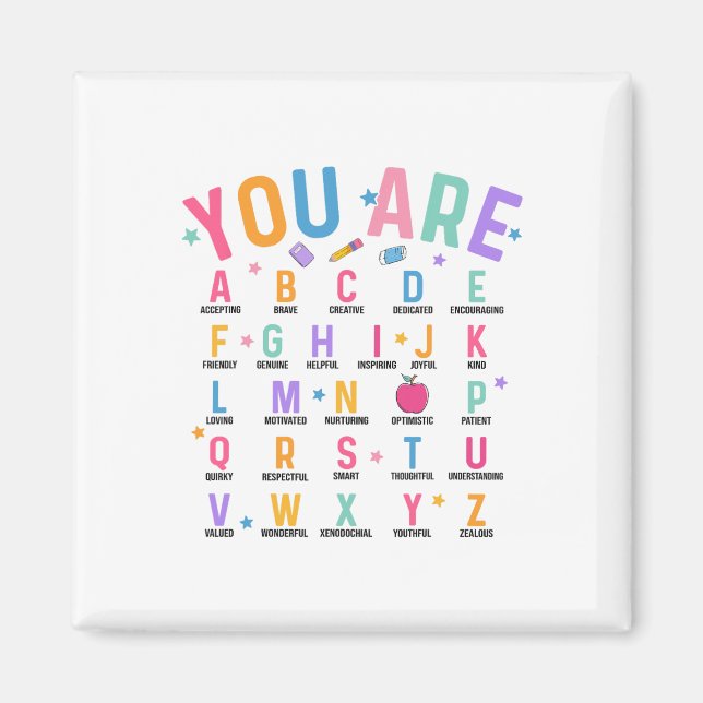 Aimant Vous êtes des lettres alphabet apprendre abc inspi (Devant)