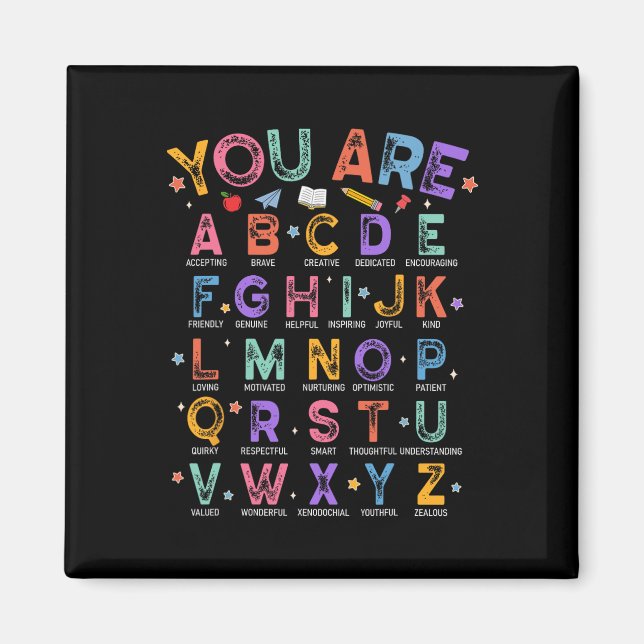 Aimant Vous êtes des lettres Alphabet Apprendre Abcs Garç (Devant)