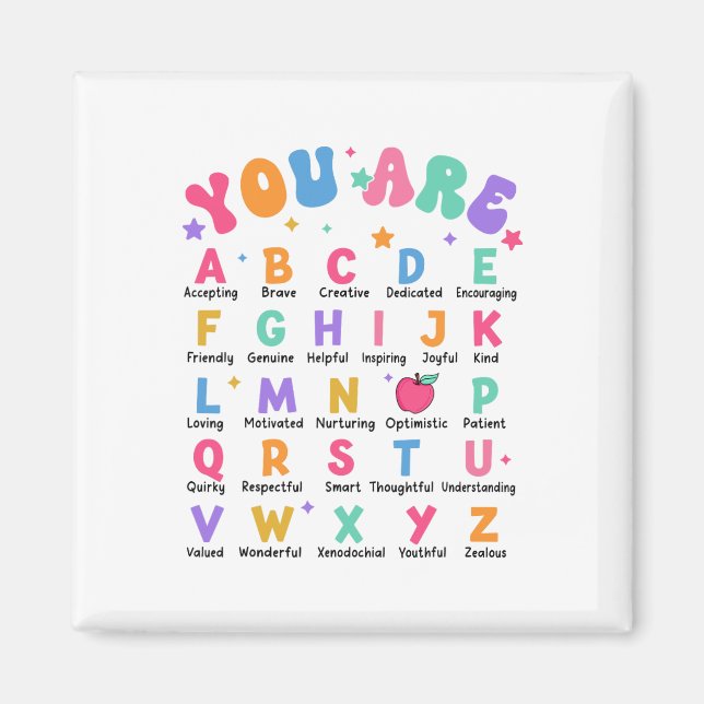 Aimant Vous êtes des lettres Alphabet Apprendre Abcs Insp (Devant)