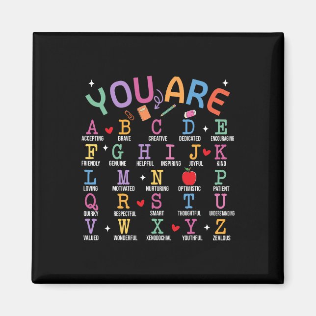Aimant Vous êtes des lettres Alphabet Apprendre Abcs Insp (Devant)