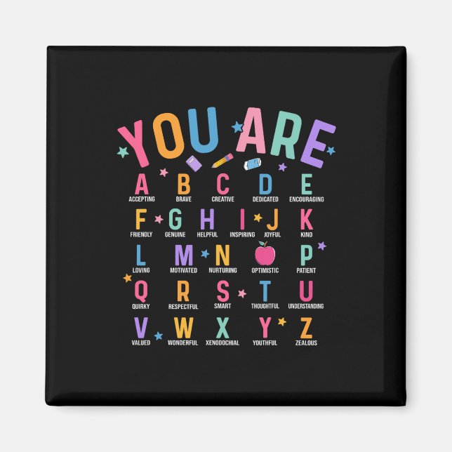 Aimant Vous êtes des lettres Alphabet Apprendre Abcs Insp (Devant)
