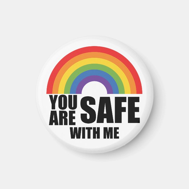 Aimant Vous êtes en sécurité avec moi Fierté arc-en-ciel  (Devant)