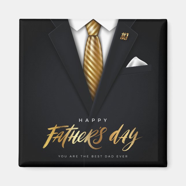 Aimant Vous êtes le meilleur papa jamais Black Gold Fête  (Devant)