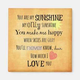 Aimant Vous êtes ma Sunshine Word Art Typographie
