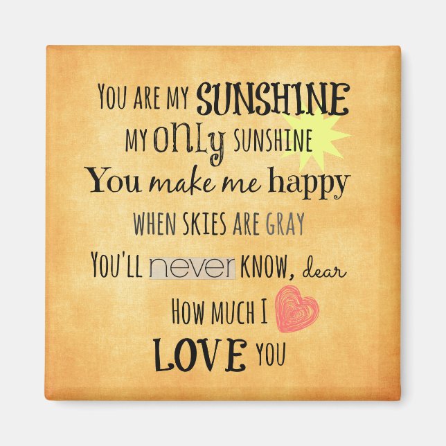 Aimant Vous êtes ma Sunshine Word Art Typographie (Devant)