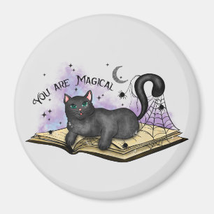 Aimant Vous Êtes Magique - Mystique Chat Noir & Livre Vin