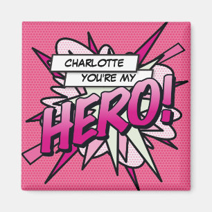 Aimant Vous êtes mon HERO Fun Retro Comic Book Pink