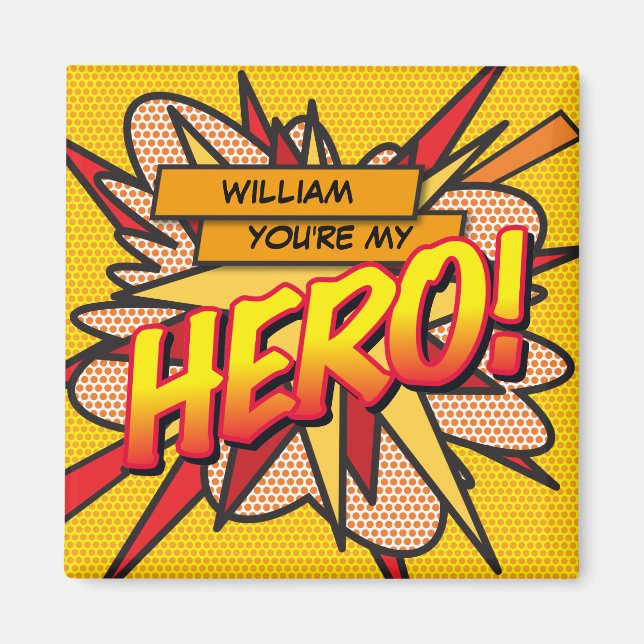 Aimant Vous êtes mon HERO Fun Retro Comic Book Pop Art (Devant)