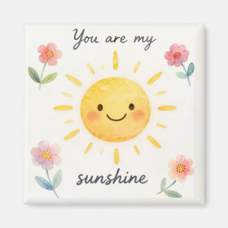 Aimant Vous êtes mon soleil aquarelle florale 