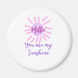 Aimant vous êtes mon soleil violet rose pastel rayons de