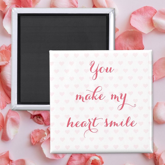Aimant Vous Faites De Mon Coeur Smile Beau Amour Citation (You Make My Heart Smile Beautiful Love Quote Pink Magnet)