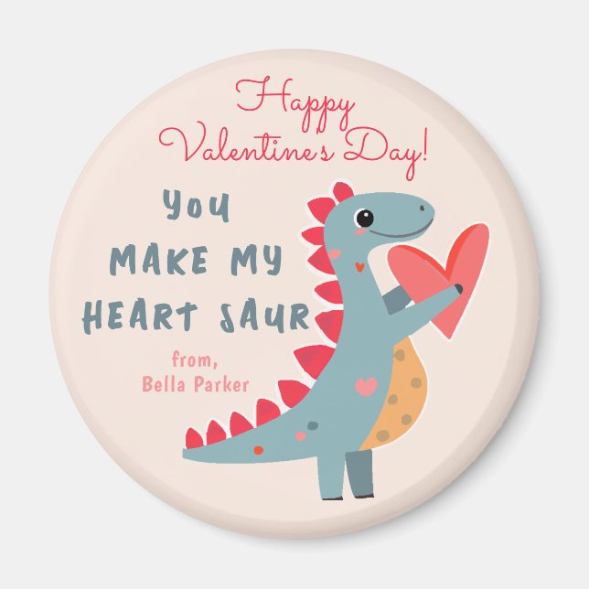 Aimant Vous faites mon coeur Saur Dinosaur Pun Valentine (Devant)