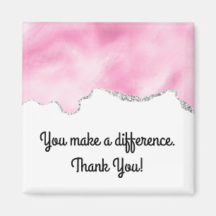 Aimant Vous faites une différence Pink & Silver Faux Pail