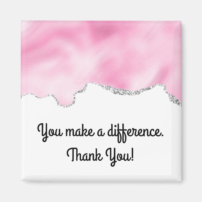 Aimant Vous faites une différence Pink & Silver Faux Pail (Devant)