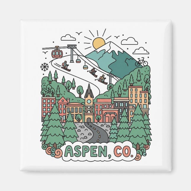 Aimant Voyage à Aspen Colorado (Devant)