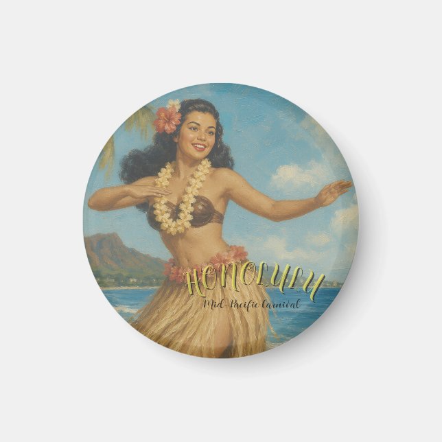 Aimant Voyage à Hawaï de style vintage (Devant)