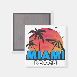 Aimant Voyage à Miami Beach Rétro Élégant 