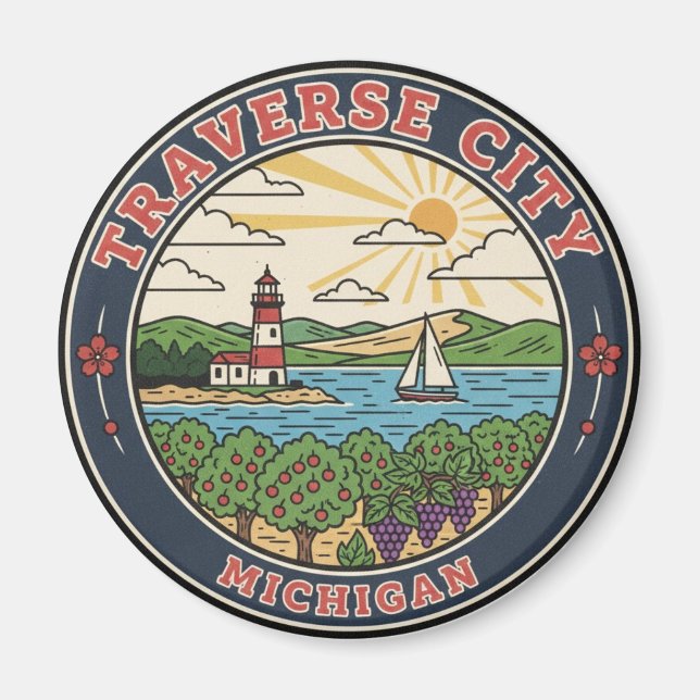Aimant Voyage à Traverse City Michigan (Devant)