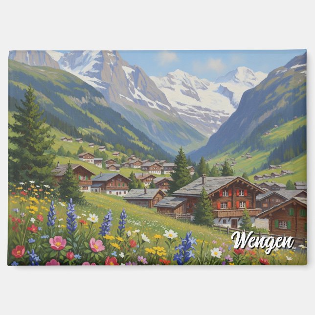 Aimant Voyage à Wengen en Suisse (Recto)