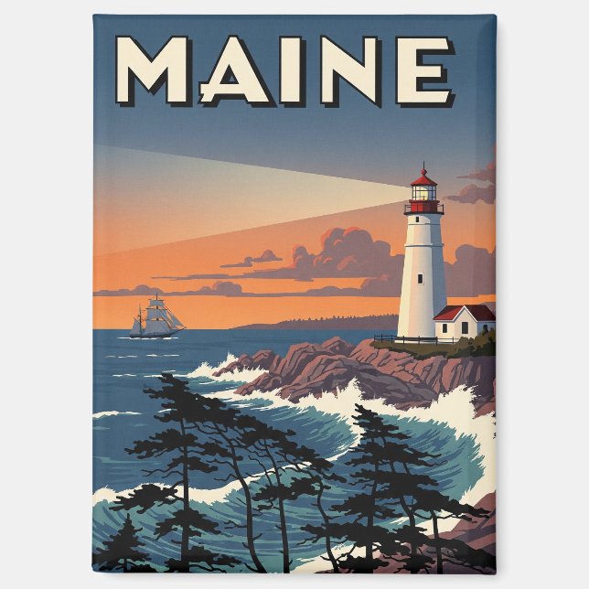 Aimant Voyage au phare du Maine (Recto)