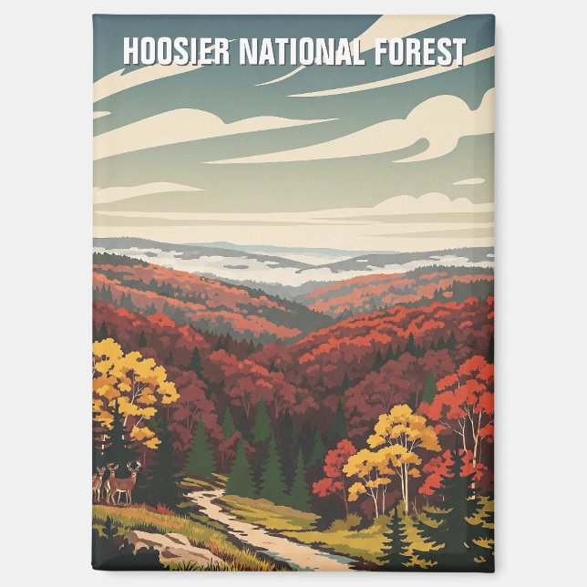 Aimant Voyage dans la forêt nationale d'Indiana Hoosier (Recto)