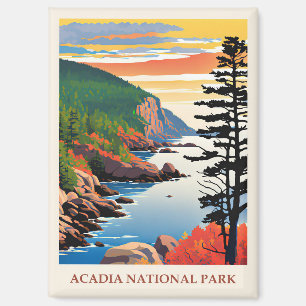 Aimant Voyage dans le Maine Parc national d'Acadia vintag