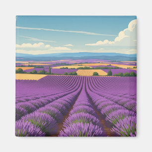 Aimant Voyage dans les champs de lavande de Provence Fran