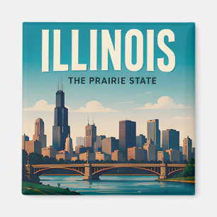 Aimant Voyage dans l'Illinois Chicago Springfield Midwest