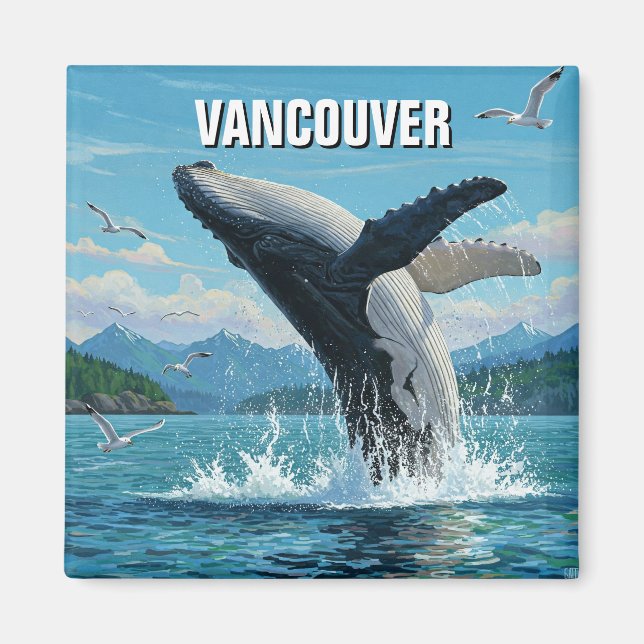 Aimant Voyage de baleine à bosse de l'île de Vancouver (Devant)